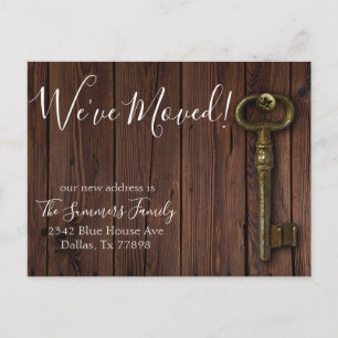 We've Moved New Address Announcement Wood Key Postcard