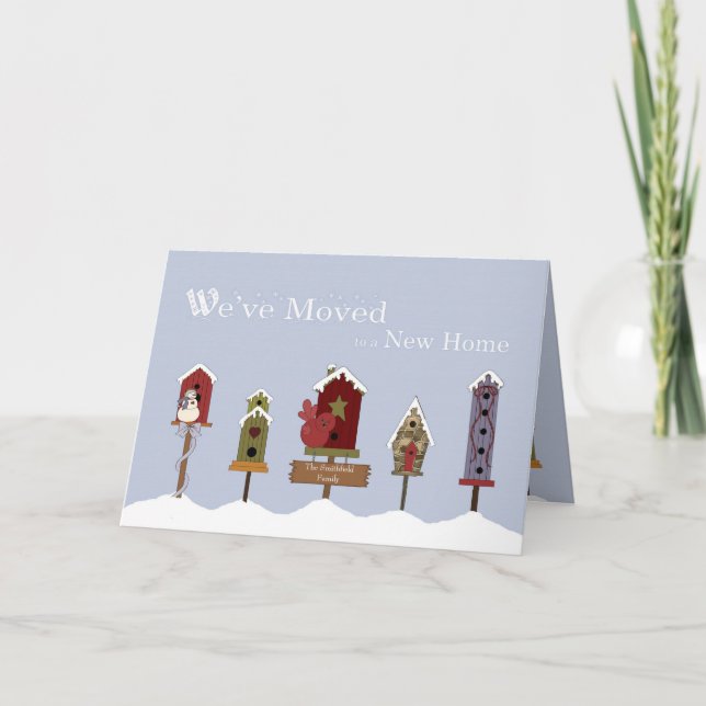 We've Moved / New Address Birdhouses & Snow Announcement (Front)