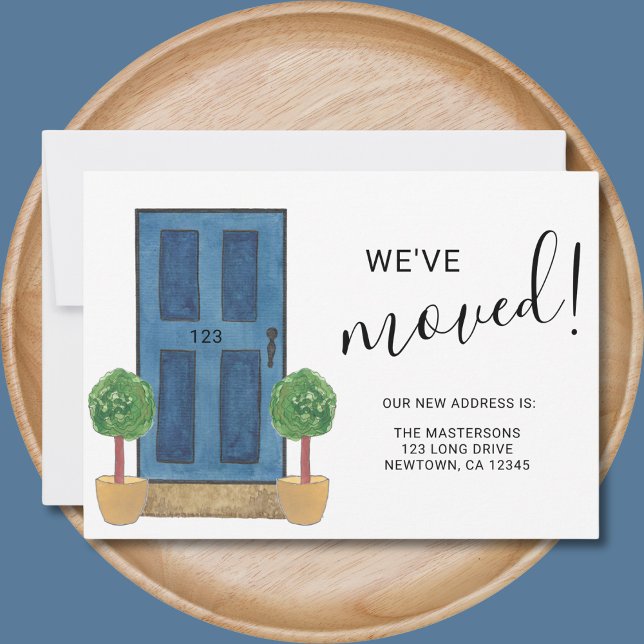 We've Moved New Address Blue Watercolor Door Announcement (Creator Uploaded)