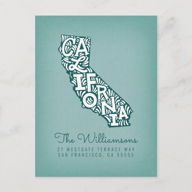 We've Moved | New Address | California Postcard (Front)