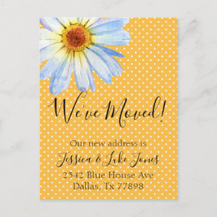 We've Moved New Address Moving Yellow Daisy White Announcement Postcard