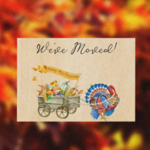 We've Moved New Address Notice Moving Thanksgiving Announcement Postcard