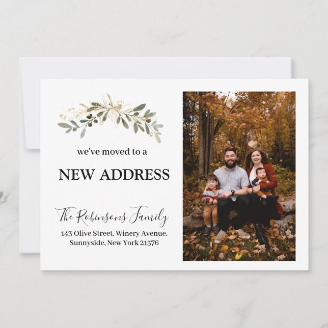 We've Moved New Address Photo Foliage Minimalist Announcement (Front)