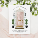 We've Moved - New Address Pink Watercolor Door Announcement<br><div class="desc">Let your family and friends know that you've moved to your new home with our beautiful and elegant new home announcement card. Our design features our own hand-painted watercolor blush pink front door. Accented with touches of gold on the mailbox slot, door handle and door kickplate. Modern black outdoor wall...</div>