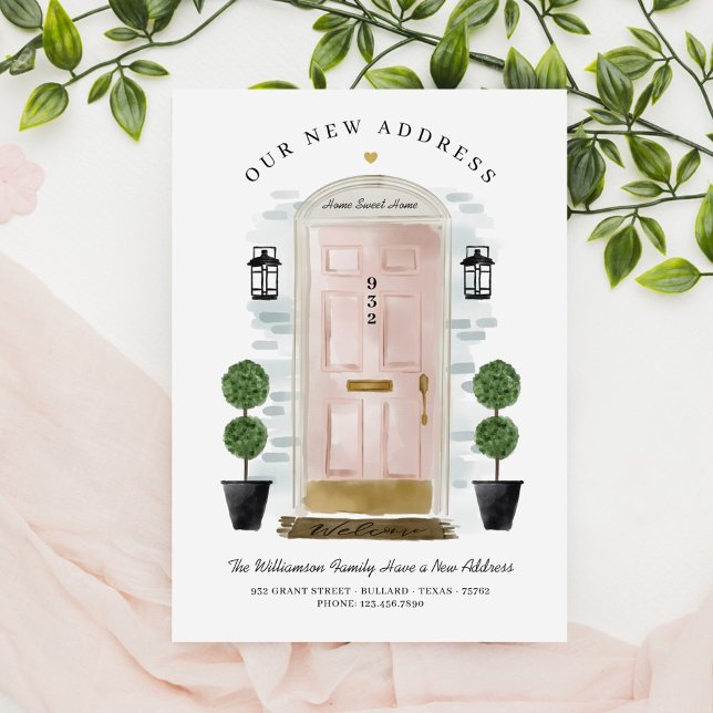 We've Moved - New Address Pink Watercolor Door Announcement (Creator Uploaded)