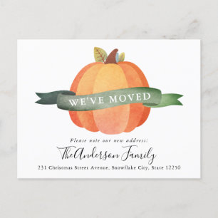 We've Moved New Address Pumpkin Holiday Moving Announcement Postcard