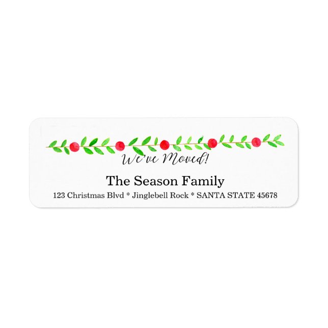 We've Moved/New Address , watercolor Christmas (Front)
