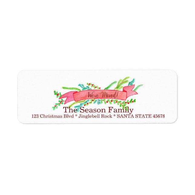We've Moved/New Address , watercolor Christmas (Front)