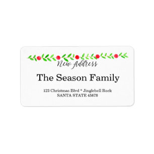 We've Moved/New Address , watercolor Christmas Label