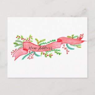 We've Moved/New Address , watercolor Christmas Postcard