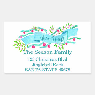 We've Moved/New Address , watercolor Christmas Rectangular Sticker
