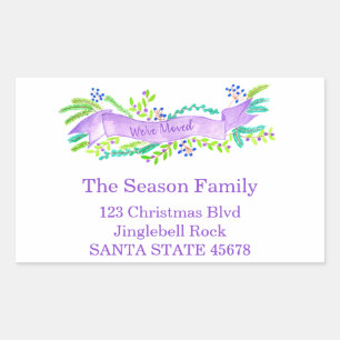 We've Moved/New Address , watercolor Christmas Rectangular Sticker