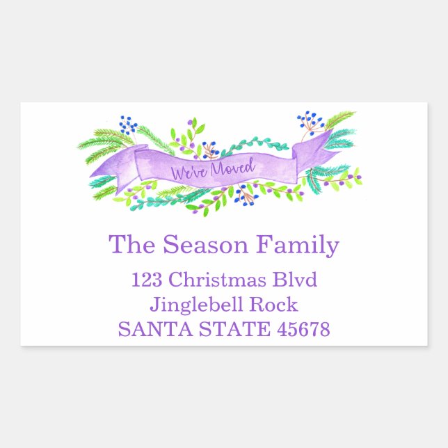 We've Moved/New Address , watercolor Christmas Rectangular Sticker (Front)