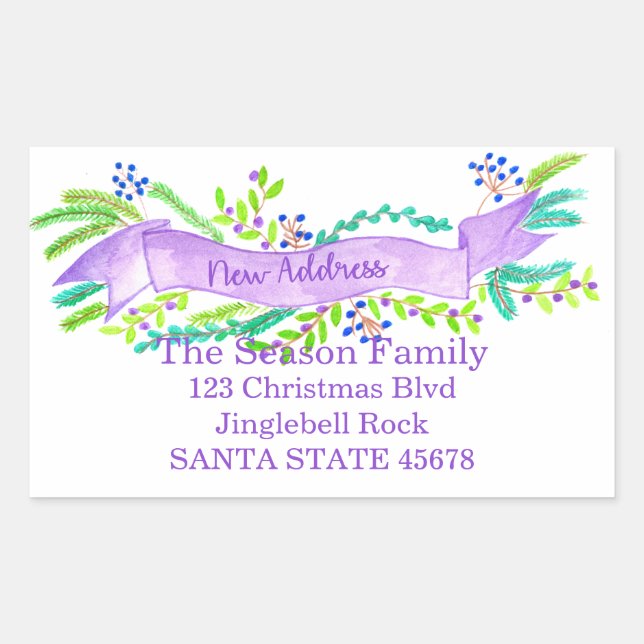 We've Moved/New Address , watercolor Christmas Rectangular Sticker (Front)