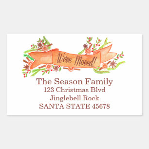We've Moved/New Address , watercolor Christmas Rectangular Sticker