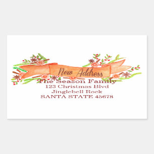 We've Moved/New Address , watercolor Christmas Rectangular Sticker