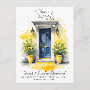 We've Moved New Address yellow Watercolor Door Announcement Postcard
