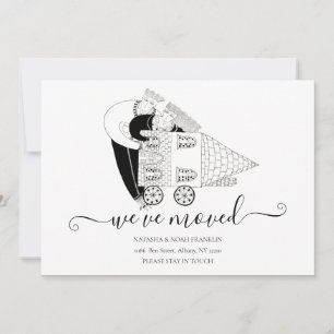 We've Moved New Home Black And White Announcement