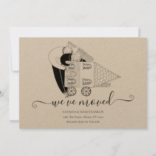 We've Moved New Home Black And White Rustic