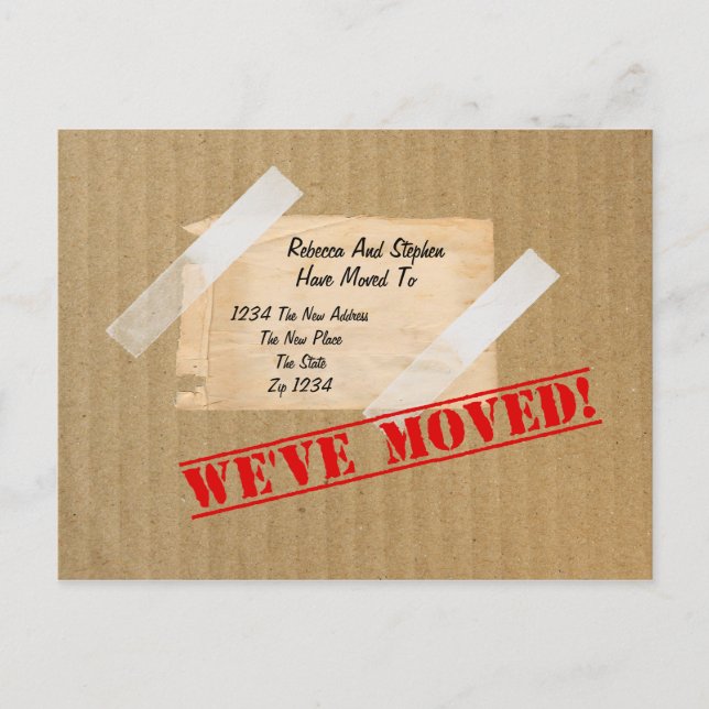 We've Moved New Home CardBoard Box Announcement Postcard (Front)