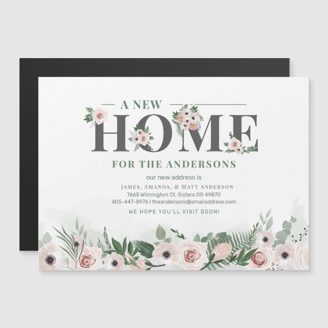 We've Moved New Home Floral Moving Announcement  (Front/Back)