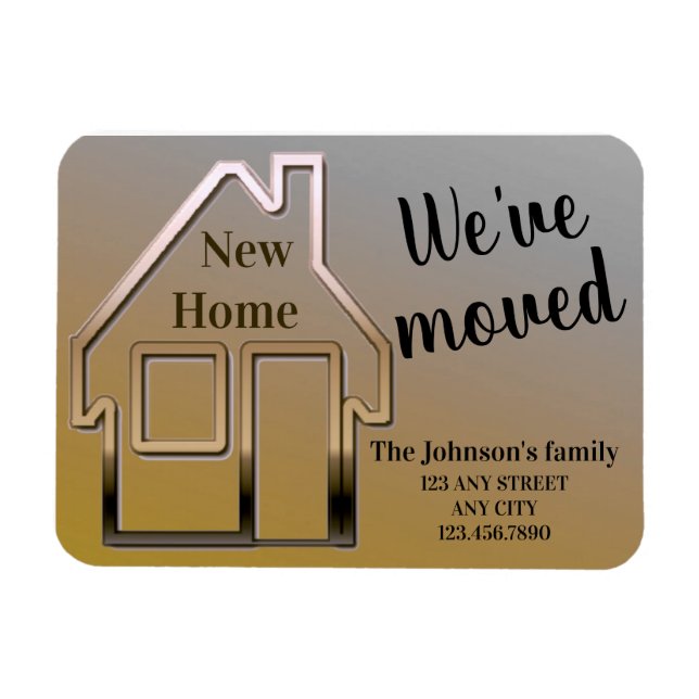 We've moved, new home, simple announcement card magnet (Horizontal)