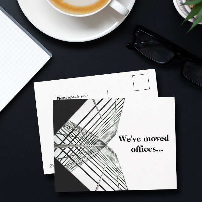 We've Moved Offices Business Address Change BW Announcement Postcard (Creator Uploaded)