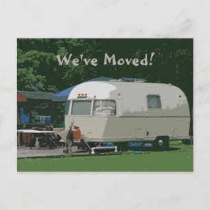 We've Moved Old Camper Camping Address Change Announcement Postcard