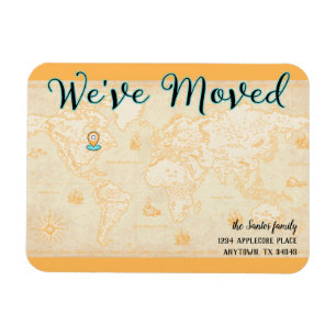 We've Moved Old Time Vintage Global Map Magnet