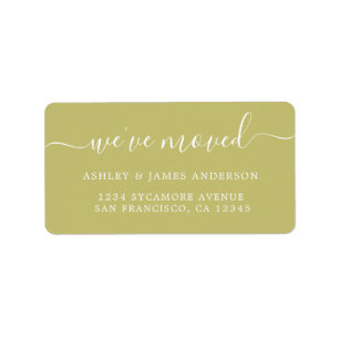 We've Moved Olive Green New Address label