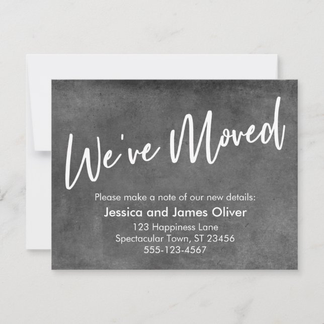 We've Moved on Grey Grunge Announcement (Front)