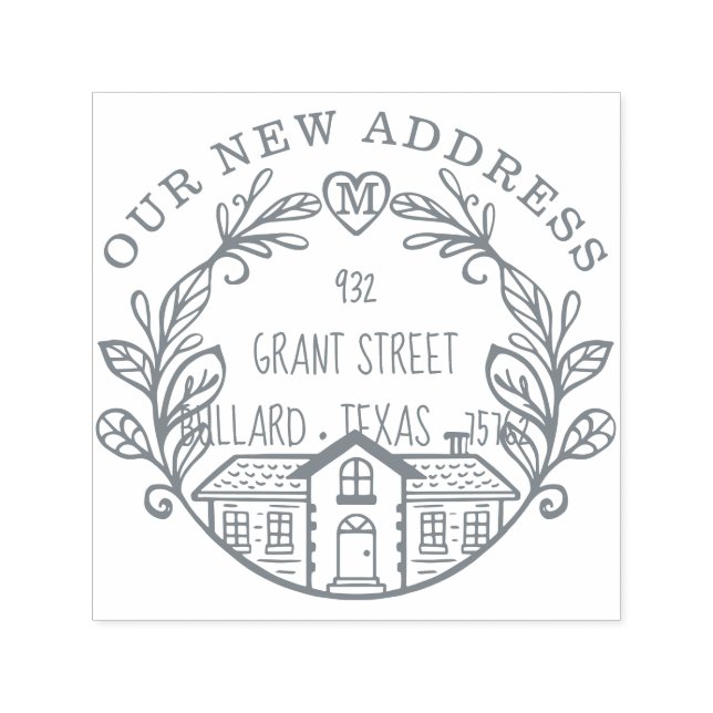 We've Moved Our New Address Home Laurel Wreath Self-inking Stamp (Design)