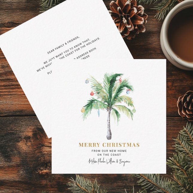 We've Moved Palm Tree Christmas Holidays Moving Card (Moving Announcement Christmas Holidays Family Change of Address Palm Tree Mini Card)