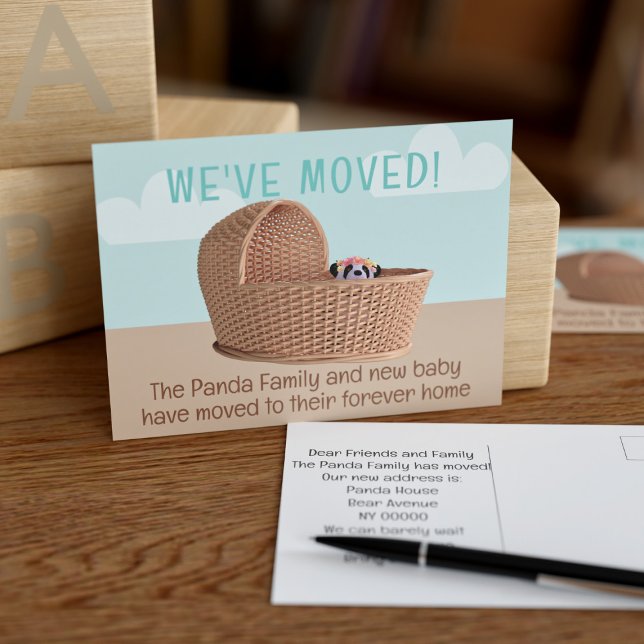 We've Moved Panda Moving Announcement Postcard (A cute panda themed change of address postcards just for you to add your new details)