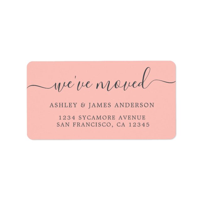 We've Moved Pastel Pink New Address label (Front)