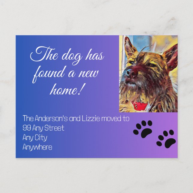 We've Moved Pet Photo New Address Notice Announcement Postcard (Front)