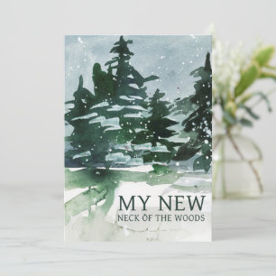 We've Moved Pine Forest Watercolor Announcement