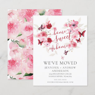 We've Moved Pink Floral Moving Announcement