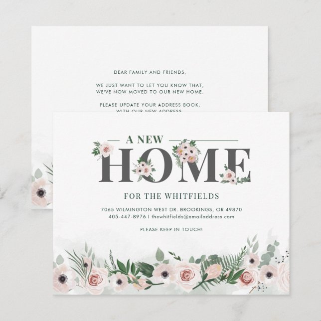 We've Moved Pink Floral Moving Announcement (Front/Back)