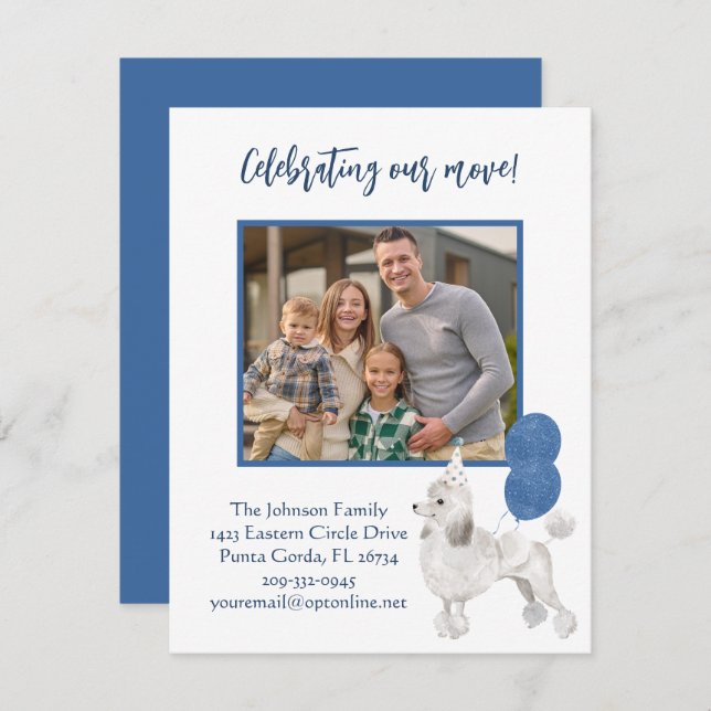 We've Moved Poodle Family Photo Budget   Announcement (Front/Back)