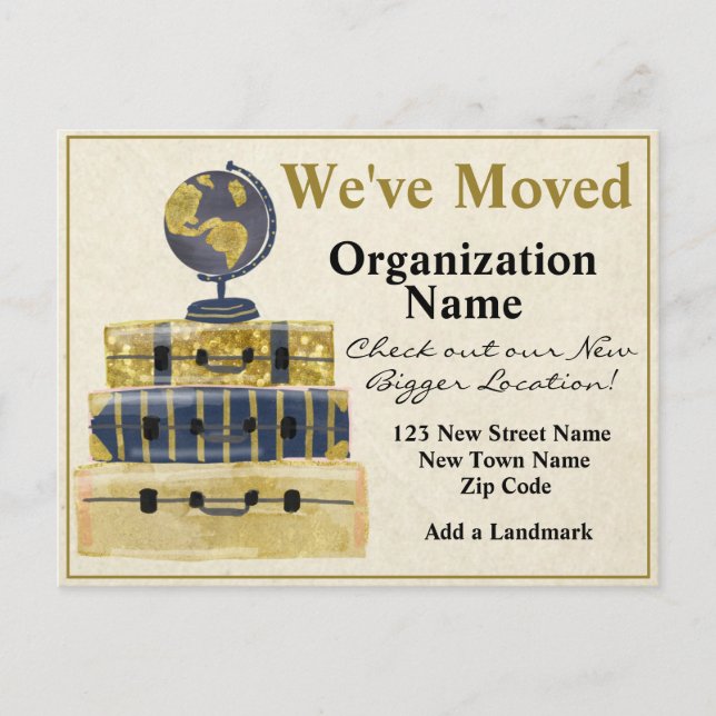 We've Moved Postcard (Front)