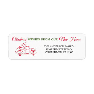 We've moved Red Christmas truck with tree line art