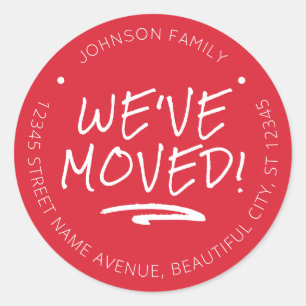 We've Moved Red Handwritten New Address Label