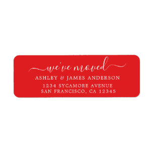 We've Moved Red New Address label