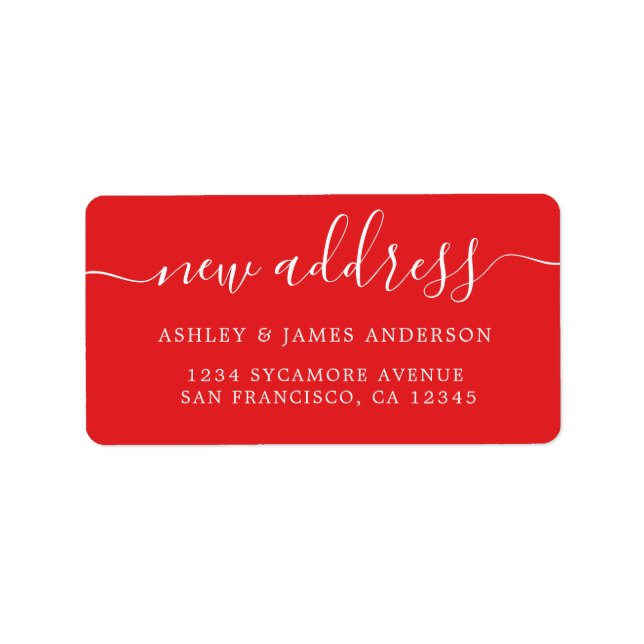 We've Moved Red New Address label (Front)