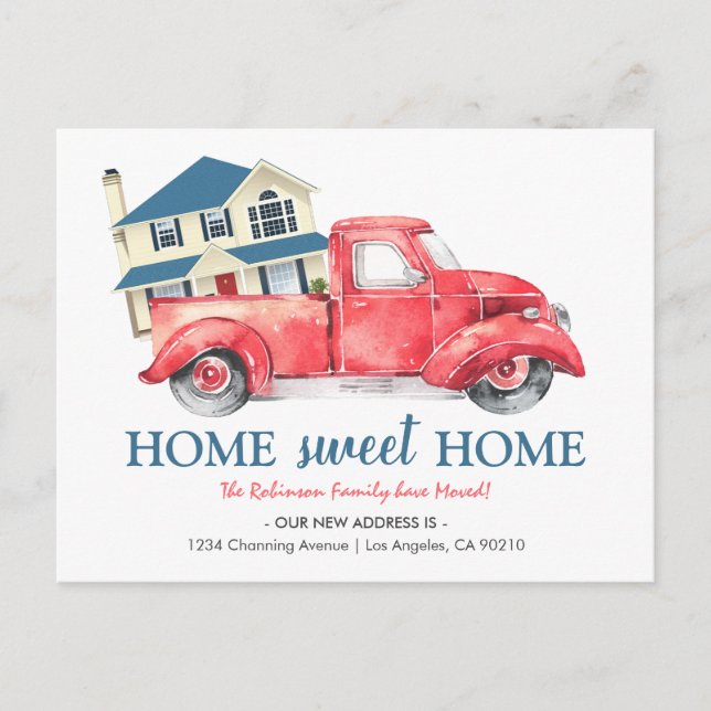 We've Moved | Red Truck Change of Address Announcement Postcard (Front)