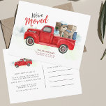 We've Moved Red Truck Classic Moving Announcement Postcard<br><div class="desc">Share your excitement about your move with friends and family! This classic vintage red truck watercolor we've moved announcement card has both decorative script,  and modern fonts you can easily customise by clicking the "Personalise" button. 

Planning a housewarming party? Easily customise this postcard to share the good news</div>