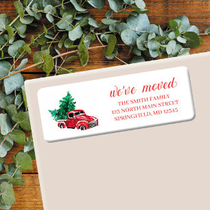 We've Moved Return Address Label Vintage Red Truck