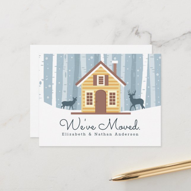 We've Moved Rustic Cabin Moving Announcement  (Front/Back In Situ)