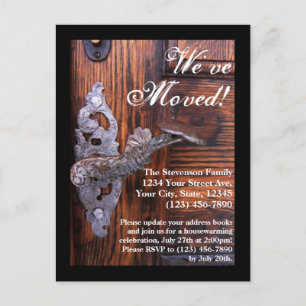 We've Moved, Rustic Door Moving Postcard